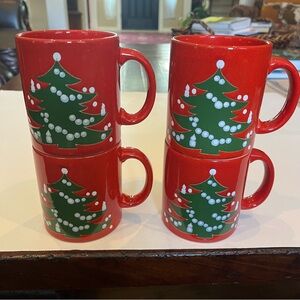 Waechtersbach Red Christmas Tree Mug Set of 4